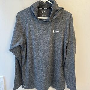 Nike Swim dry fit men's medium Heathered Gray Pullover with hood spf 40